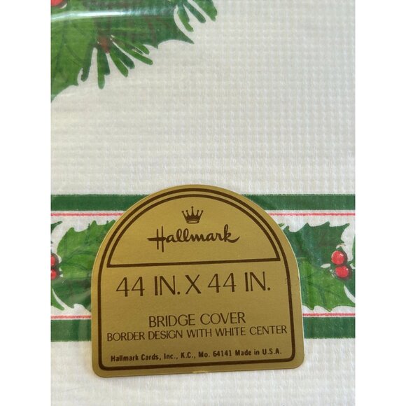 Set Of 2 Hallmark Christmas Bridge Covers 44" X 44" Holiday Tablecloths - Picture 4 of 7